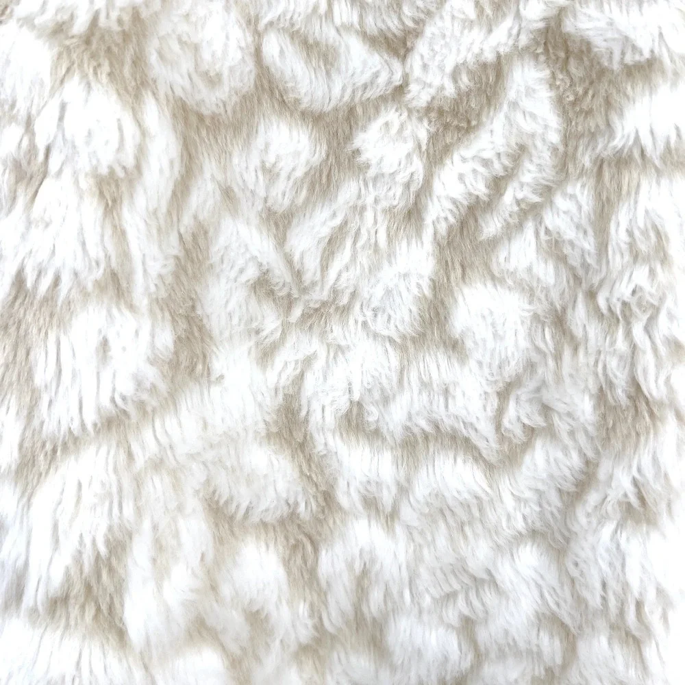 Allison Brittney Women's Faux Fur Sweater Vest Front Zip Ivory Tan Large - Picture 5 of 6
